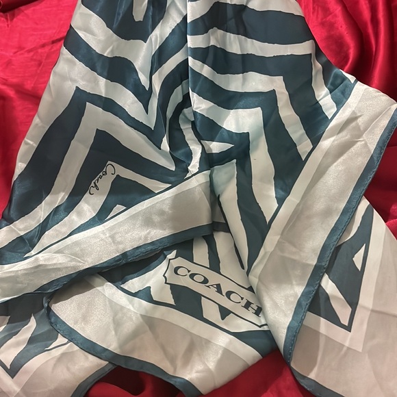 Coach Print Silk Scarf 27x27 - Picture 3 of 4